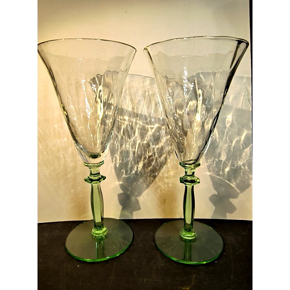 2096. Vintage Tiffin Trocadero Goblets Set of 2 Stemmed UG Depression Glasses